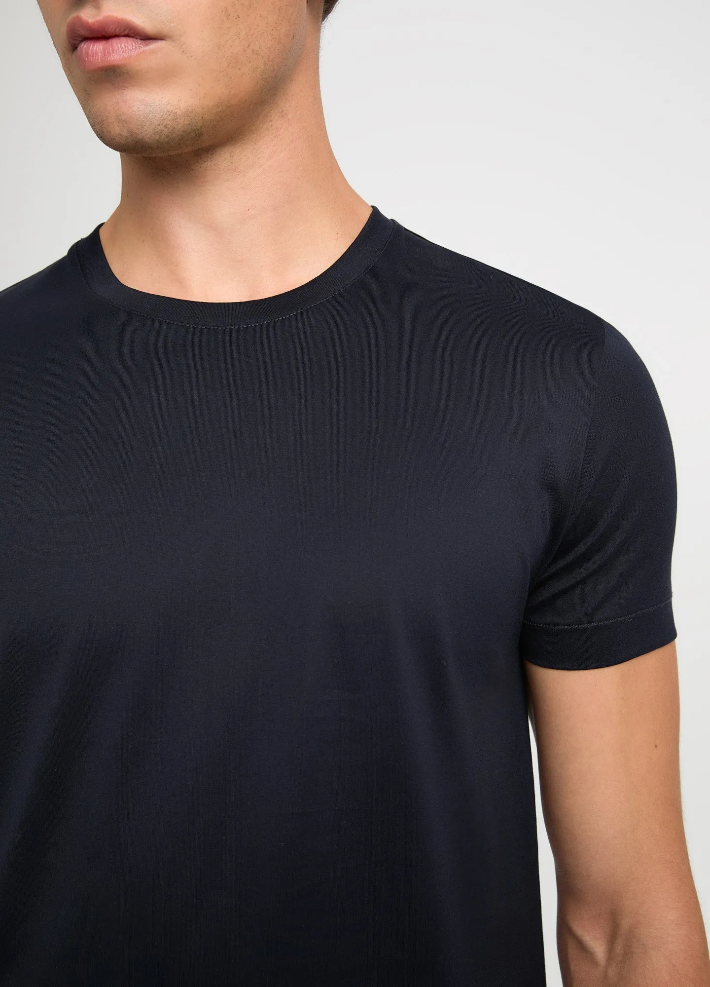 Mercerised Crew Neck T-Shirt Navy