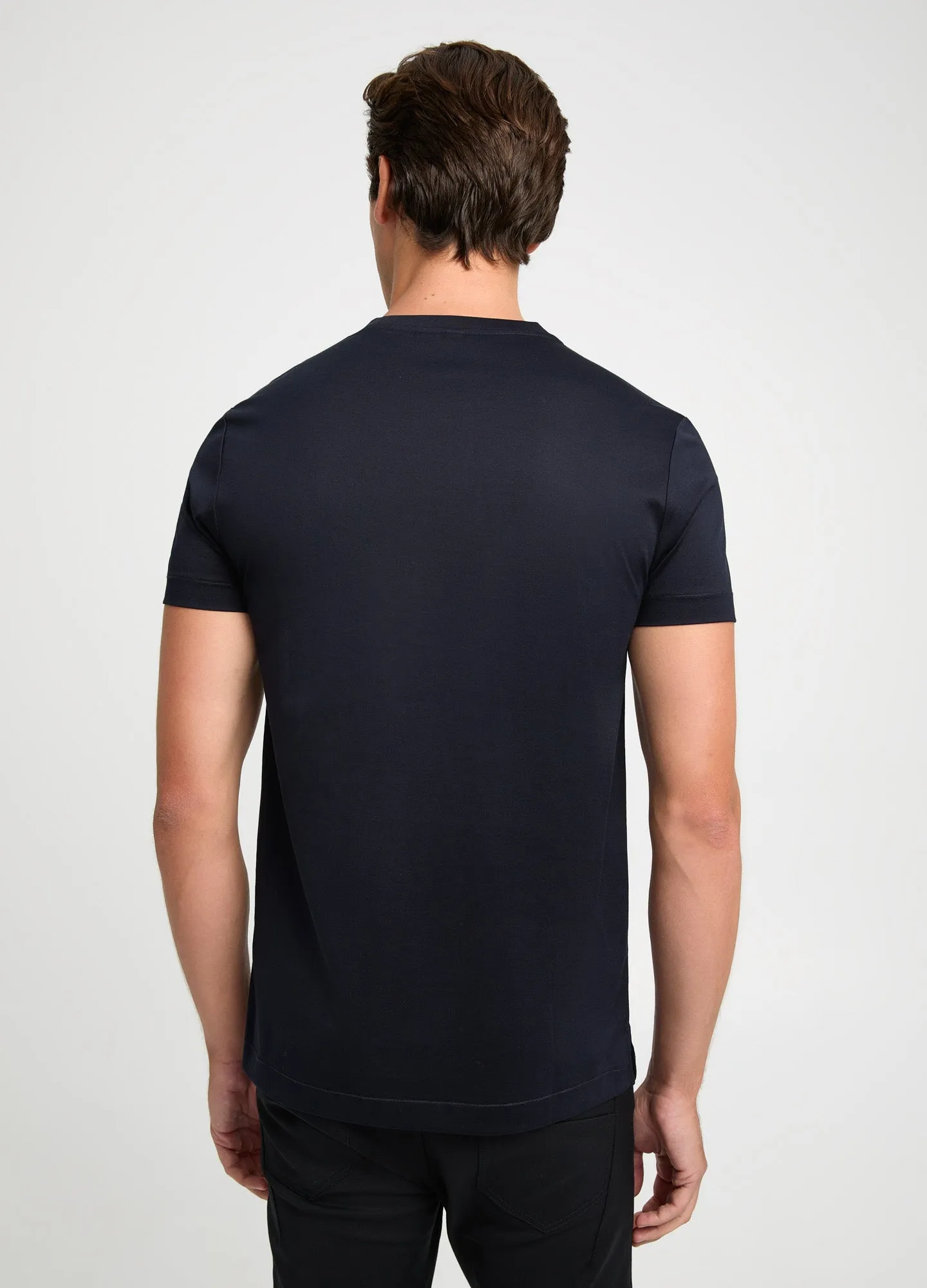 Mercerised Crew Neck T-Shirt Navy