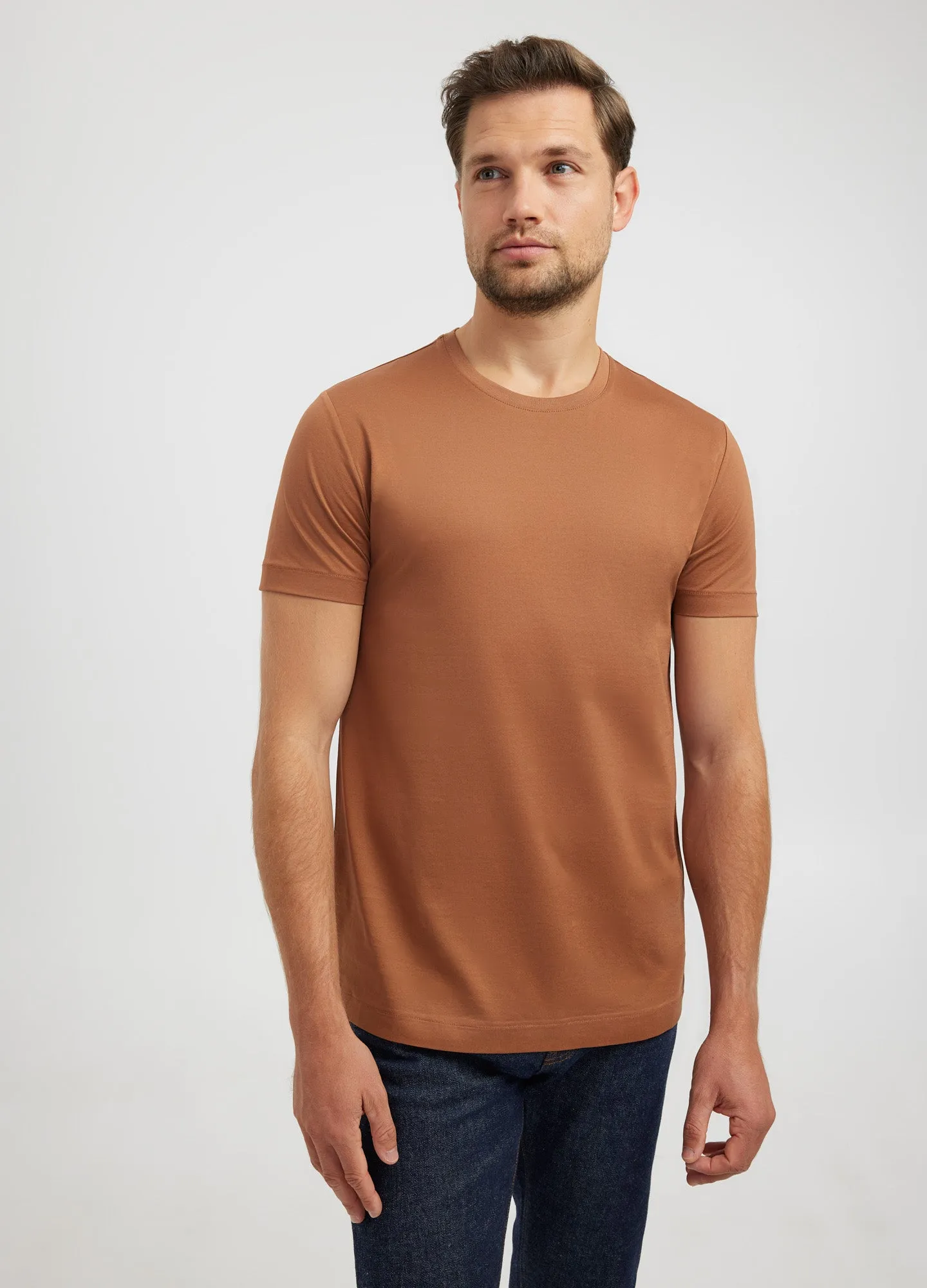 Mercerised Crew Neck T-Shirt Toffee