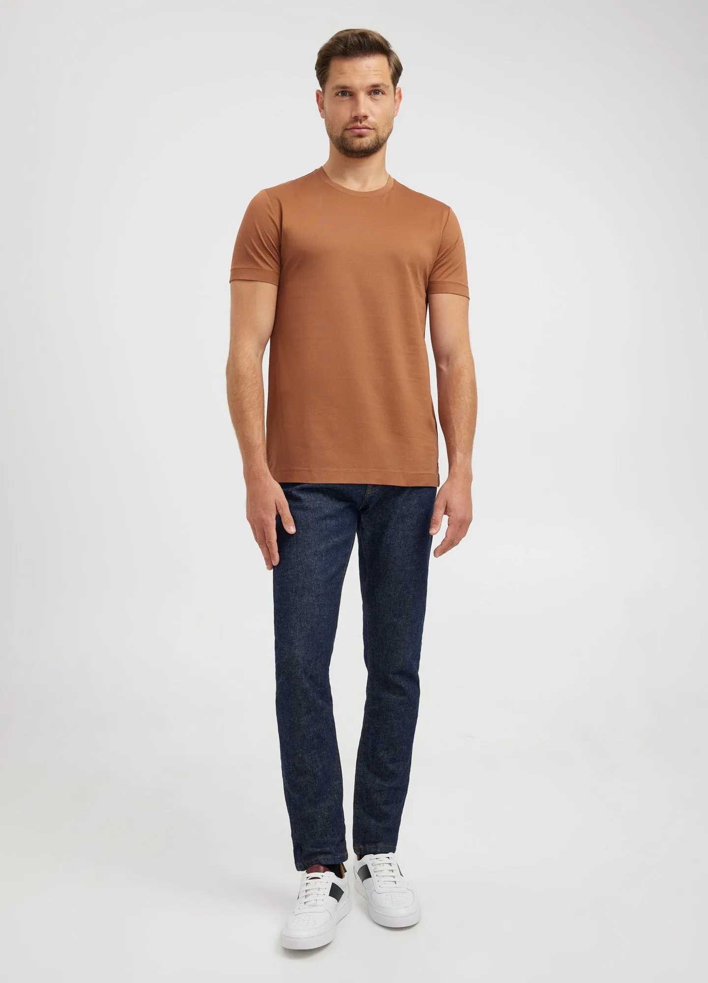 Mercerised Crew Neck T-Shirt Toffee