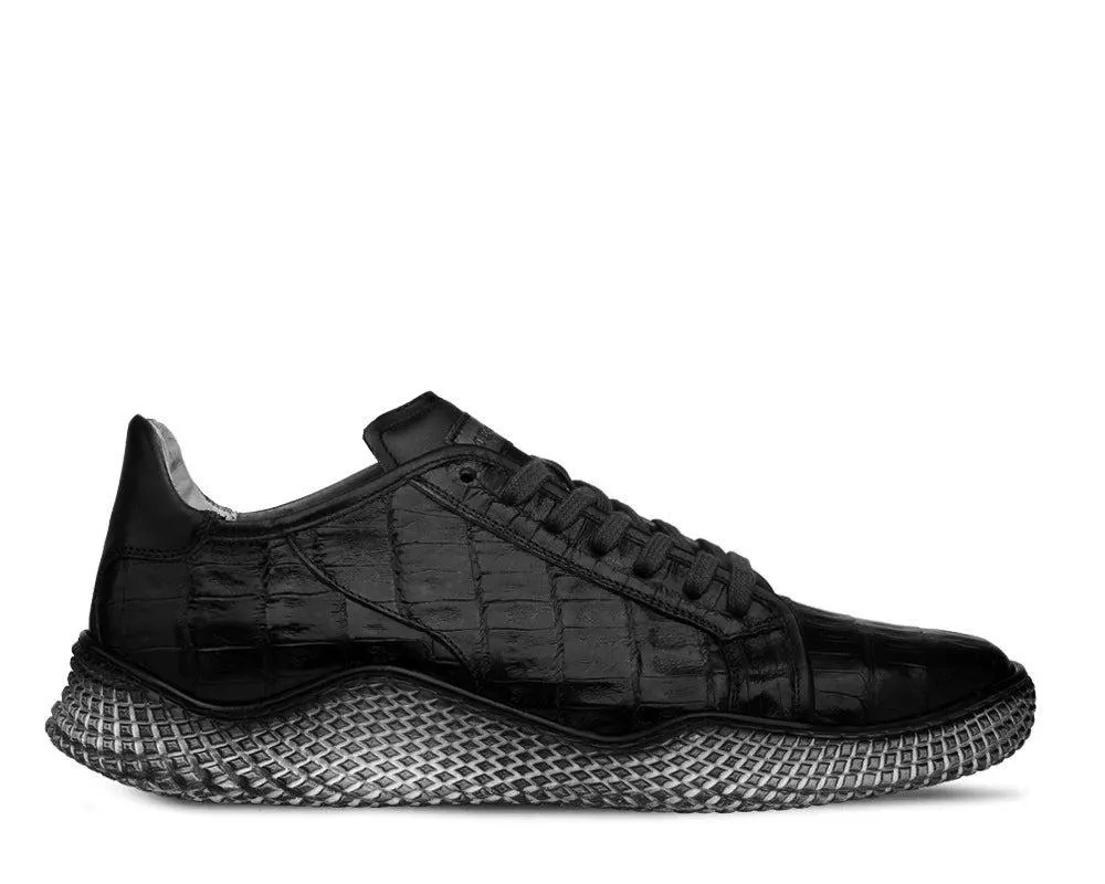 MEZLAN CROCODILE SUPER SNEAKER - BLACK