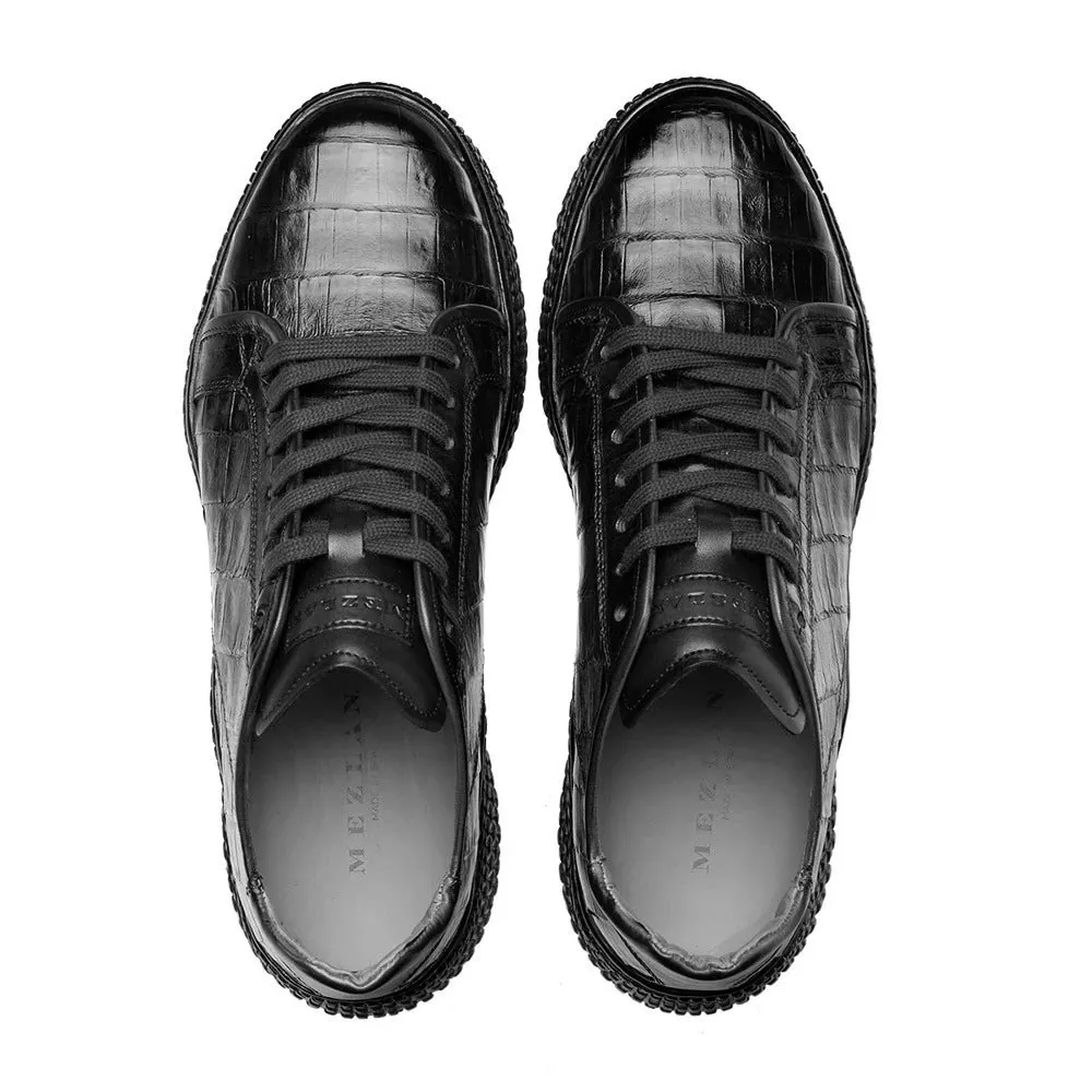 MEZLAN CROCODILE SUPER SNEAKER - BLACK