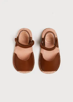 Open Toe Leather Sandals in Brown (17-30EU)