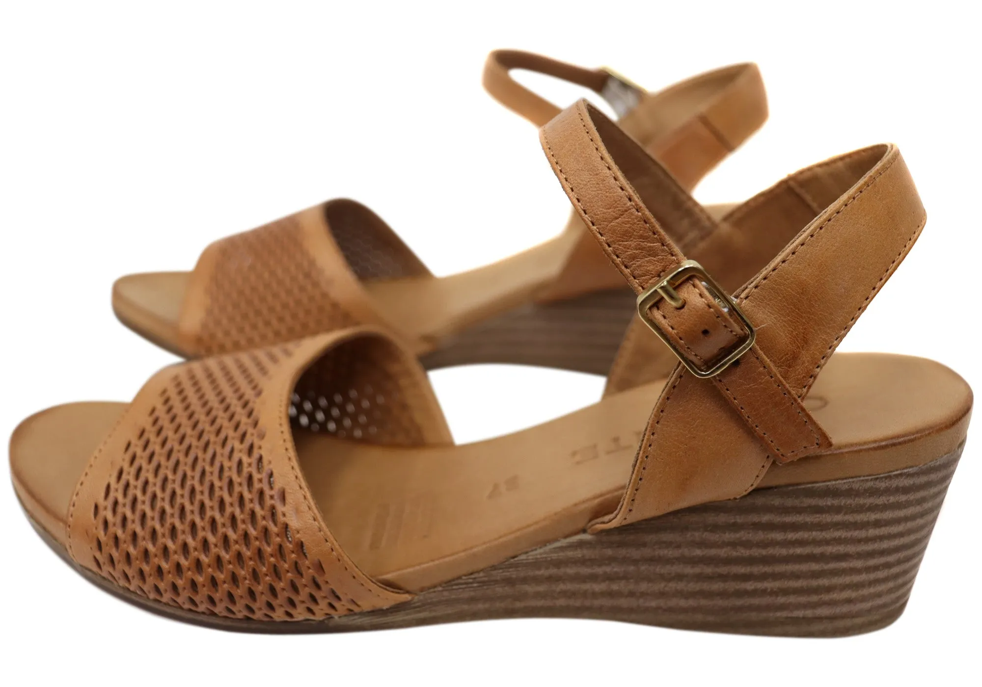 Orizonte Dilli Womens European Comfortable Leather Wedge Sandals