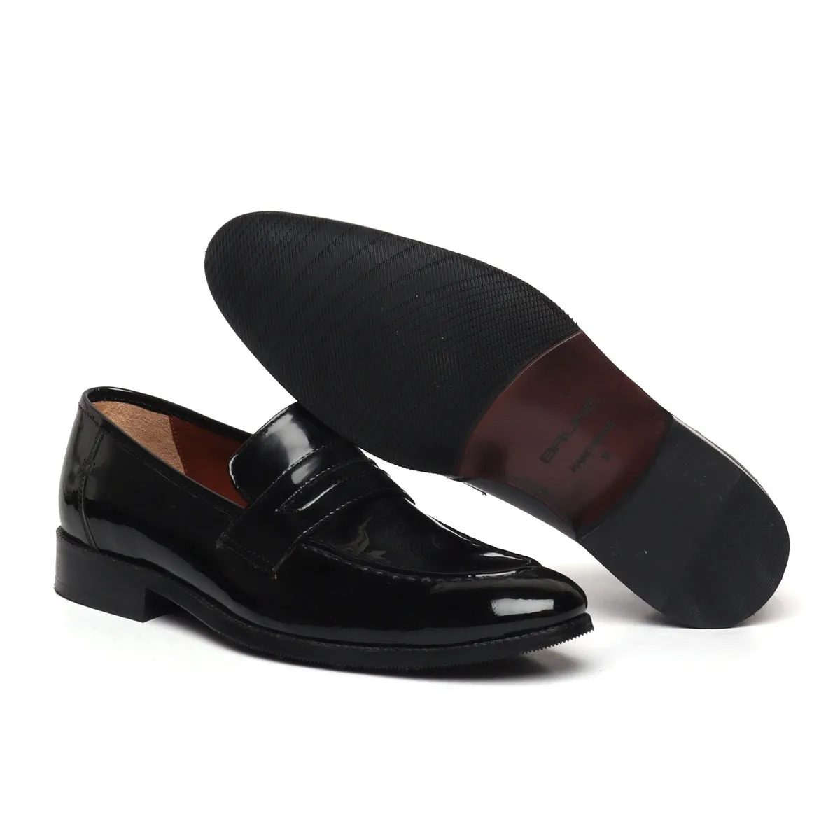 Patent Penny Loafer in Black Genuine Leather