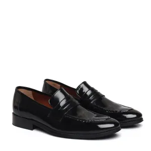 Patent Penny Loafer in Black Genuine Leather