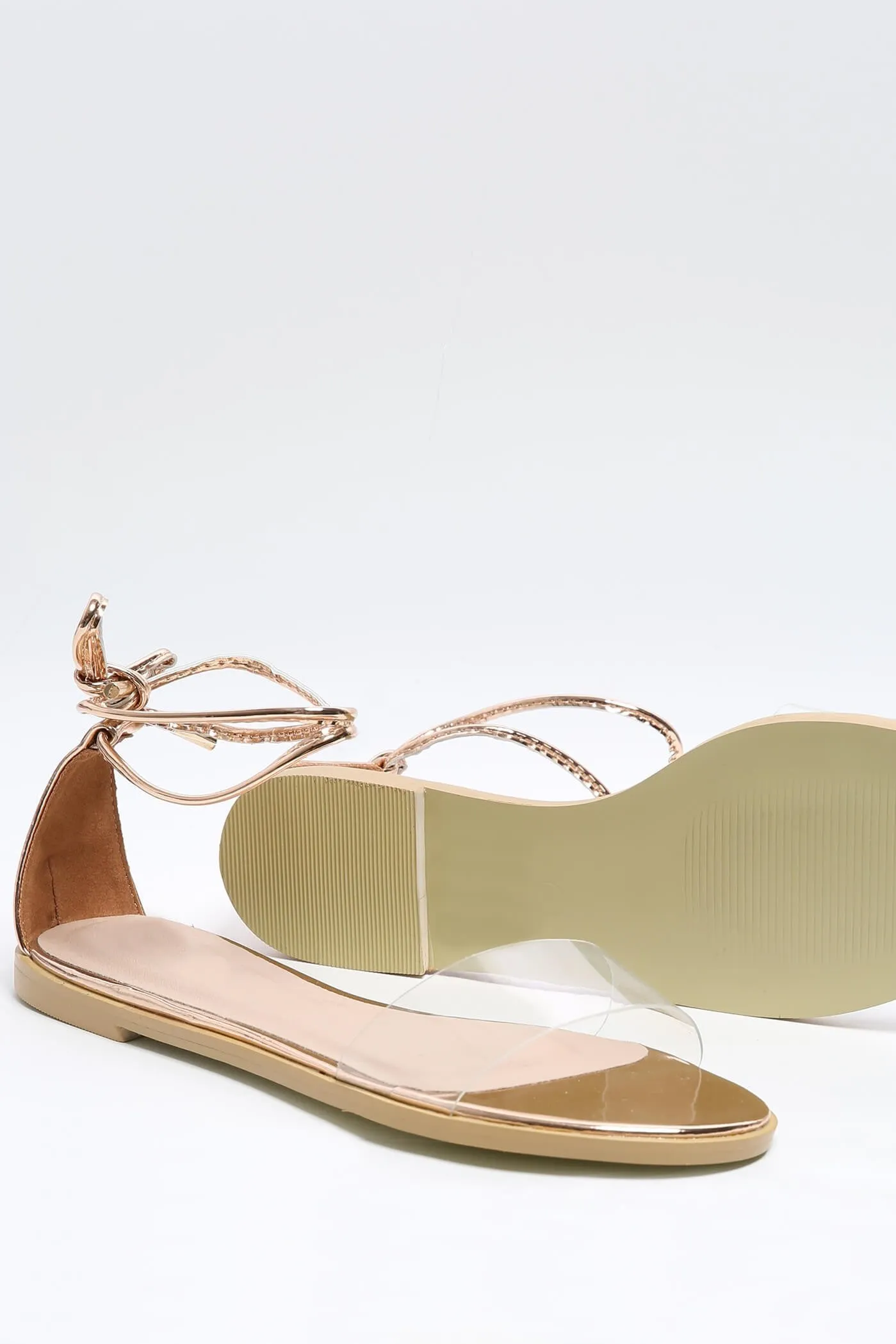 Rose Gold Flat Strappy Sandal