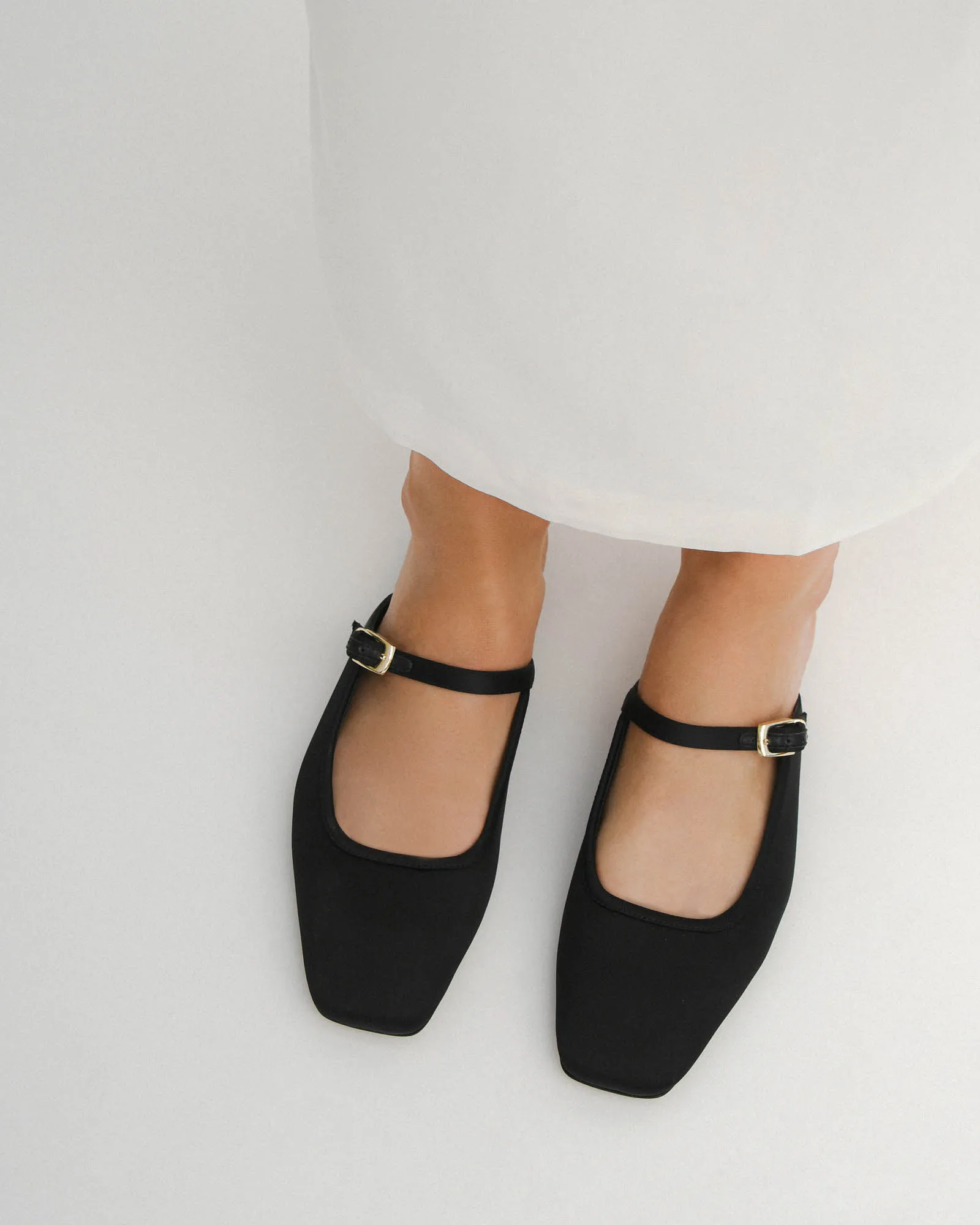 SAMMY DRESS FLATS BLACK SATIN