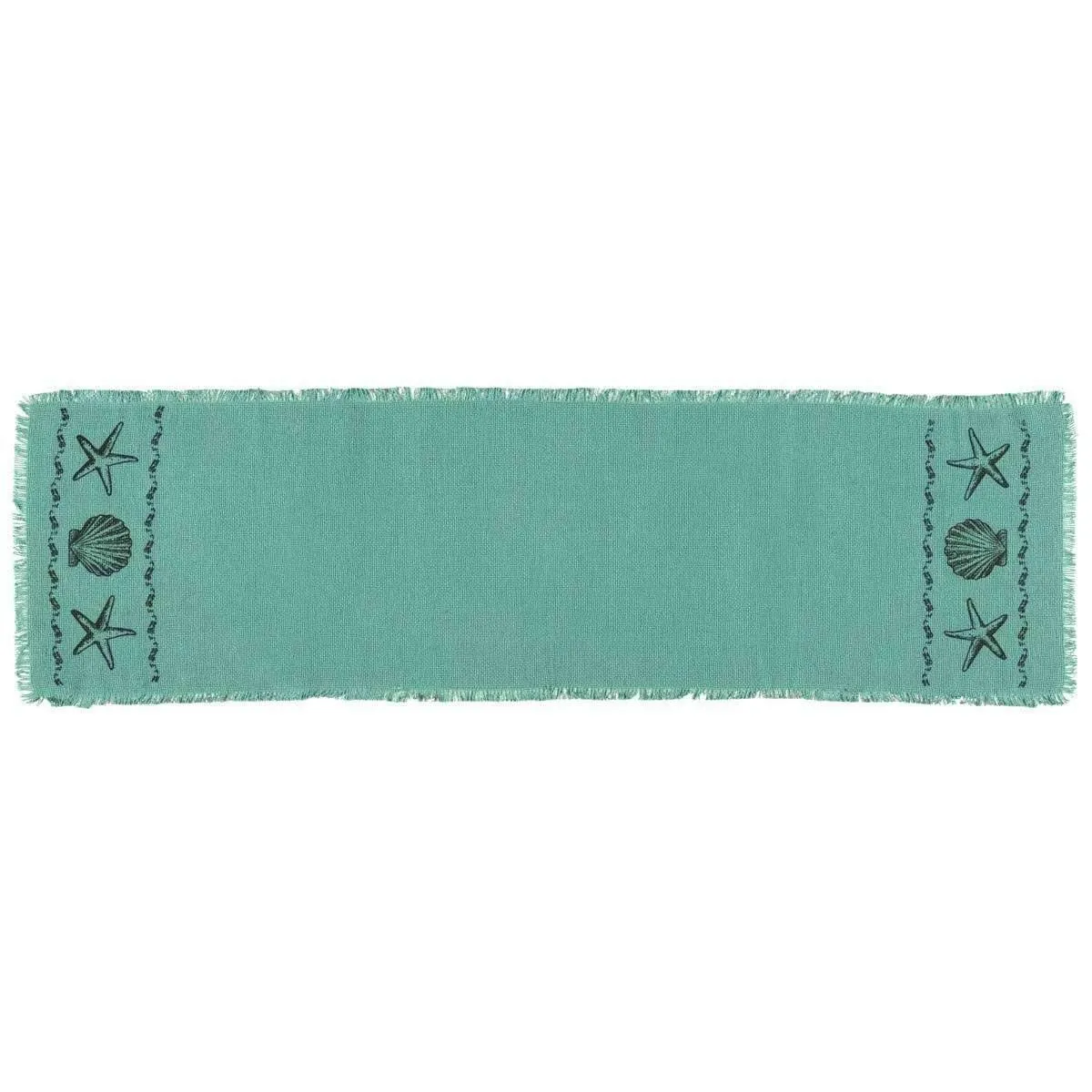 Sandy Aqua Burlap Runner 13x48 VHC Brands