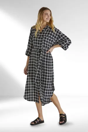 Sass Beau Shirt Dress Black Check