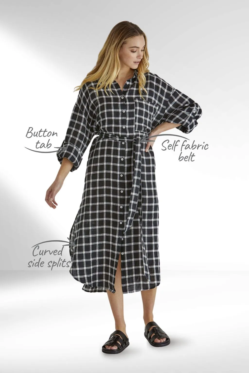 Sass Beau Shirt Dress Black Check