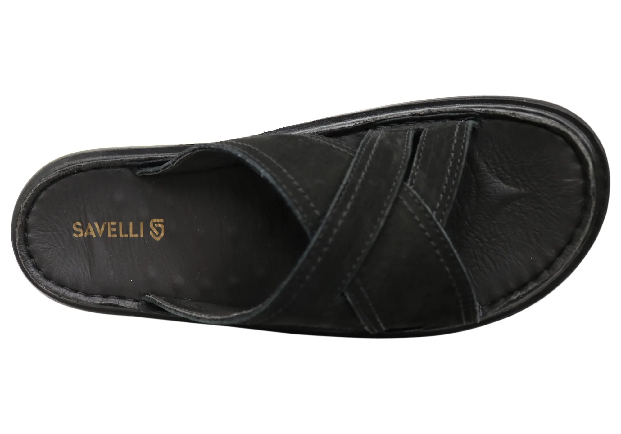 Savelli Kobes Mens Leather Comfort Slide Sandals Made In Brazil