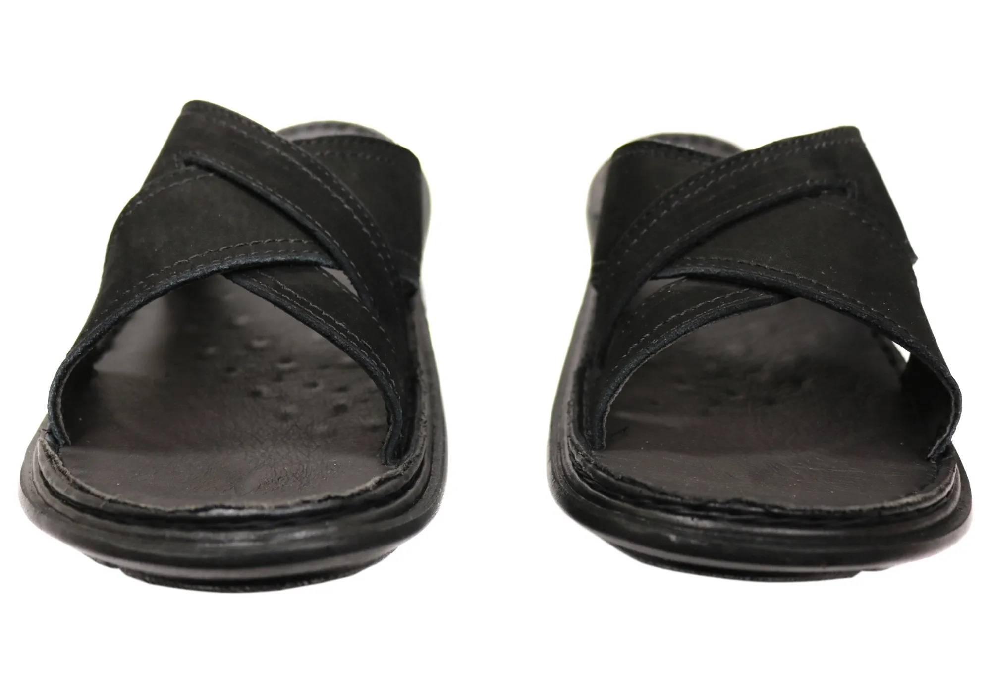 Savelli Kobes Mens Leather Comfort Slide Sandals Made In Brazil