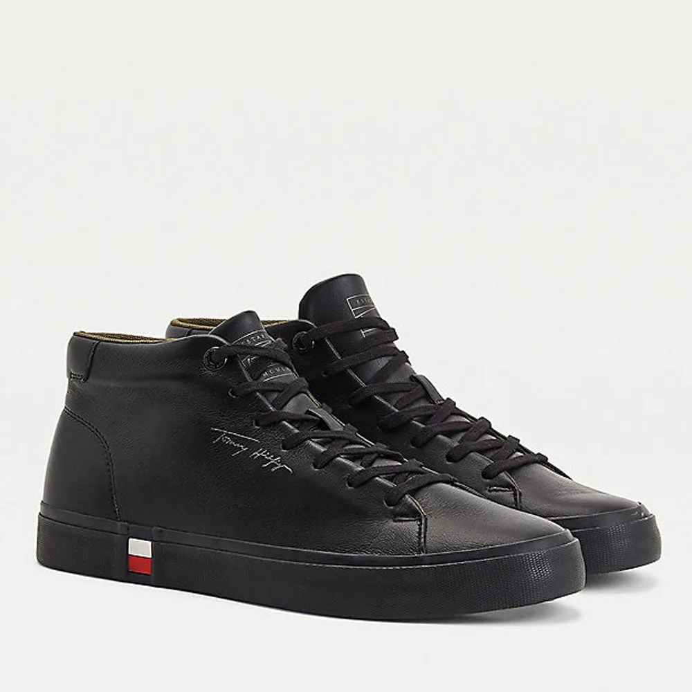 Scarpe Uomo TOMMY HILFIGER Sneakers Alte linea Modern in Pelle Nera