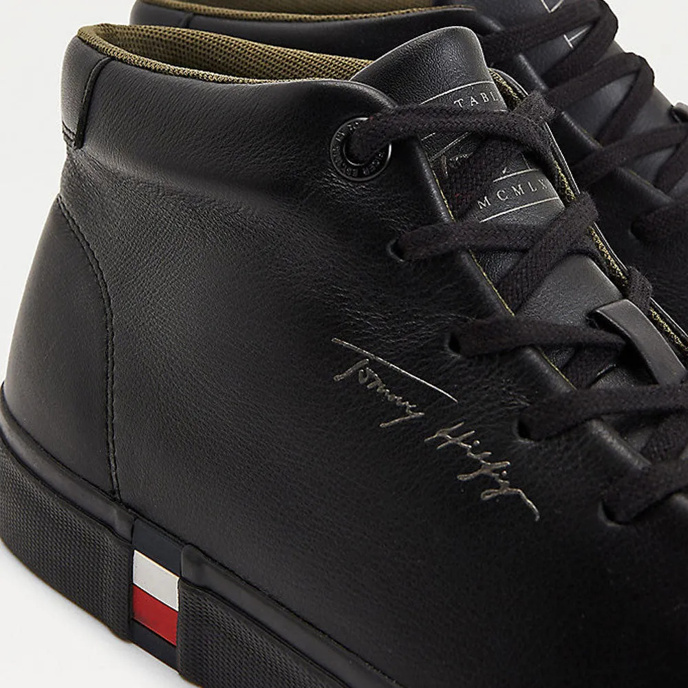 Scarpe Uomo TOMMY HILFIGER Sneakers Alte linea Modern in Pelle Nera