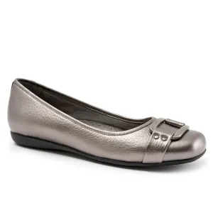 Sizzle Pewter Leather Ballerina Flat - Size 10.5 B only