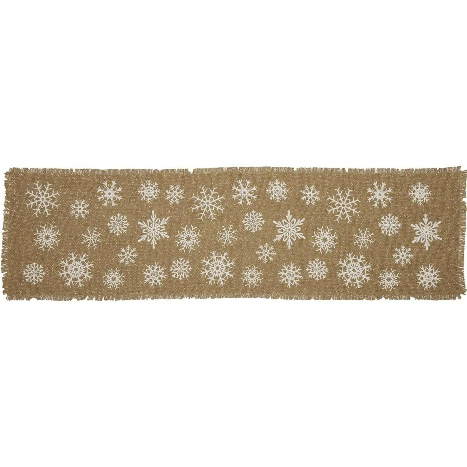 Snowflake Burlap Natural Runner 13x48 VHC Brands