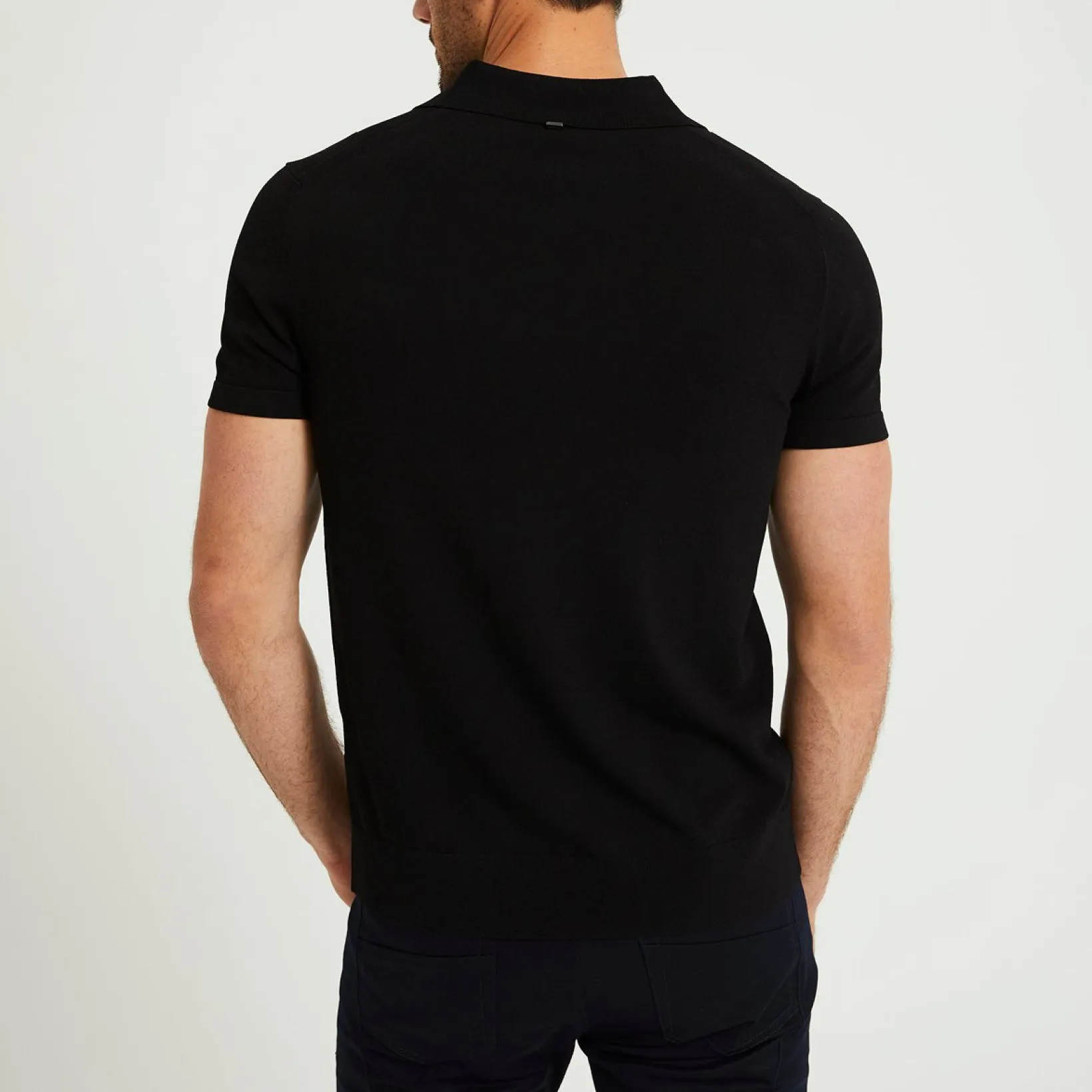 Tech Knitted Polo Black