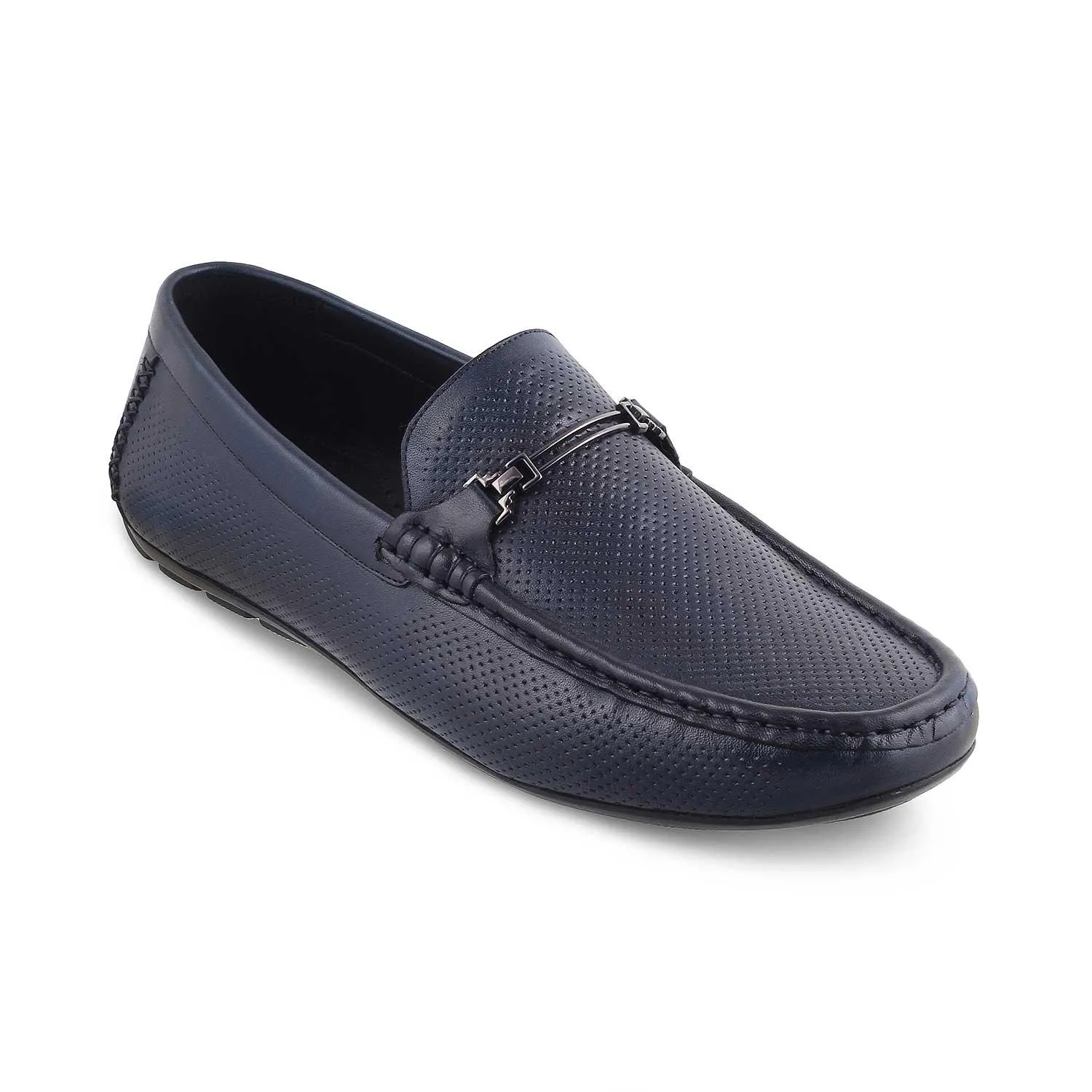 The Open-2 Blue Men's Leather Loafers Tresmode