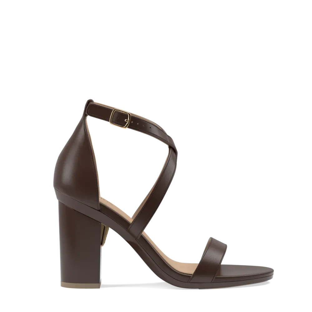 The Sandal - Cocoa Leather   Block Heel Kit 4 Cocoa - FINAL SALE