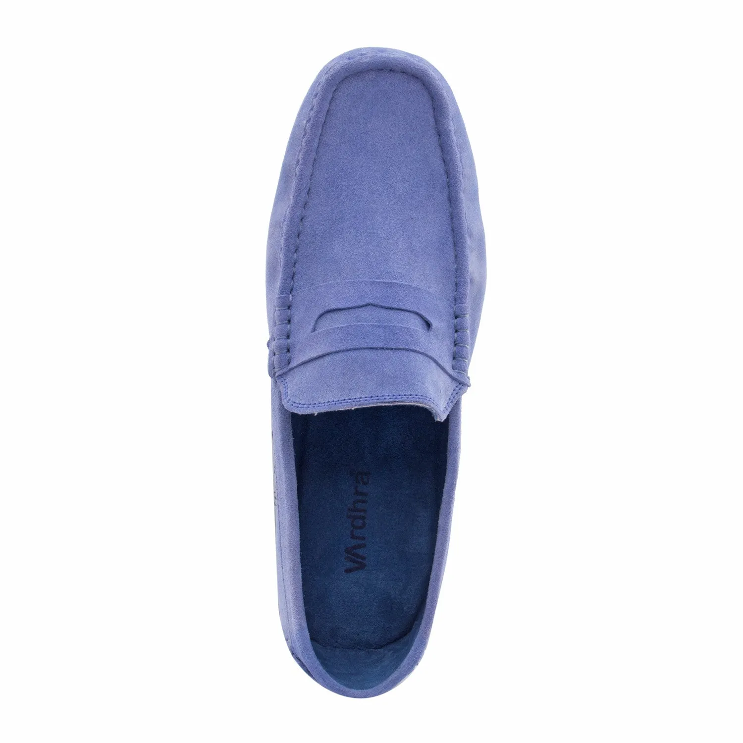 Vardhra Men 100% Genuine Suede Leather - Driving Shoes/ Loafers - Sky Blue