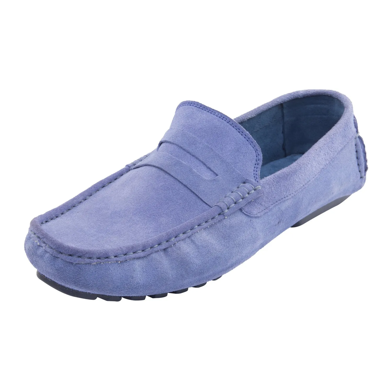 Vardhra Men 100% Genuine Suede Leather - Driving Shoes/ Loafers - Sky Blue