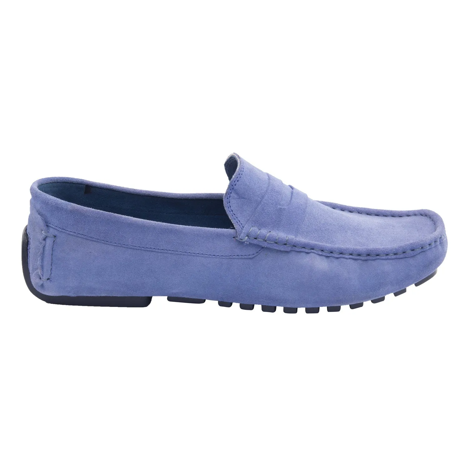 Vardhra Men 100% Genuine Suede Leather - Driving Shoes/ Loafers - Sky Blue