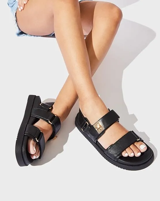 White Leather Buckle Strap Comfy Open Toe Sandals